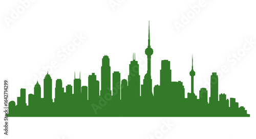 green city skyline silhouette ecofriendly urban design concept
