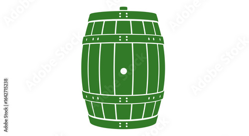 green wooden barrel rustic storage solution for game design or brewery ads