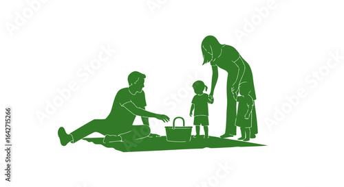 happy family picnic silhouette illustration for websites and blogs