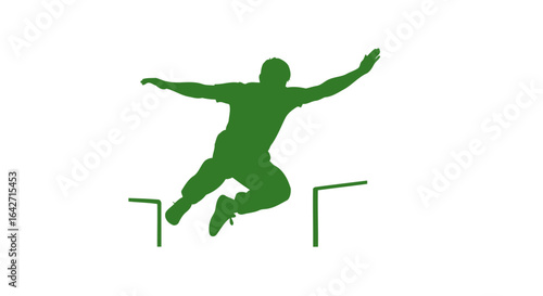 overcome obstacles silhouette of a person dynamically jumping hurdles