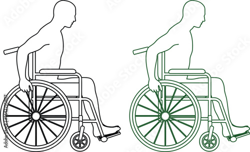 Illustration of man in wheelchair mobility aid for disabled