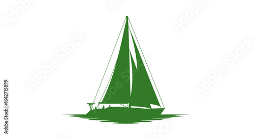serene green sailboat silhouette peaceful waterscape for ecofriendly designs