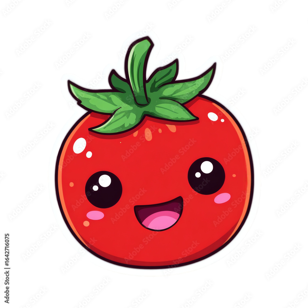 Obraz premium Cute Cartoon Smiling Tomato - Transparent PNG