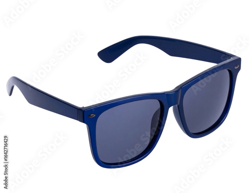 Isometric 3D Dark Blue Sunglasses with Modern Minimalist Design, PNG Cutout