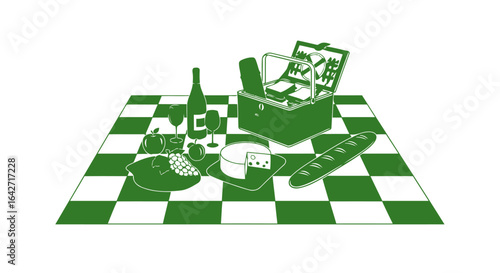 stylish picnic basket checkered blanket elegant outdoor feast
