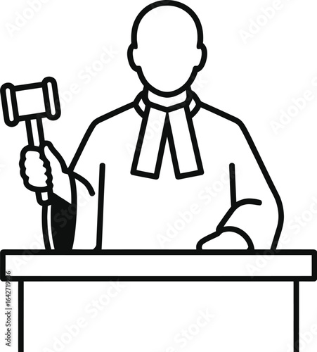 Judge with gavel illustration law and order legal system court