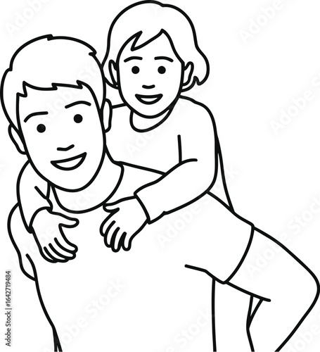 Father daughter piggyback ride vector illustration design
