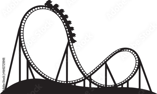 Thrilling roller coaster silhouette illustration for amusement park designs black color silhouette on white background