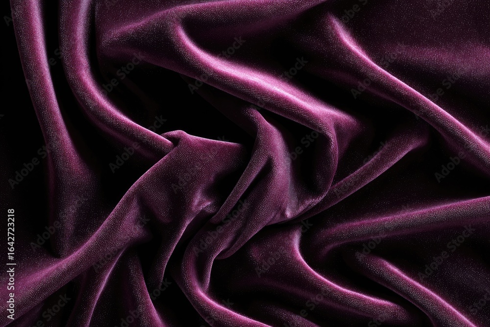 Fototapeta premium Close-up of draped purple velvet fabric