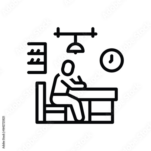 Black line icon for exam