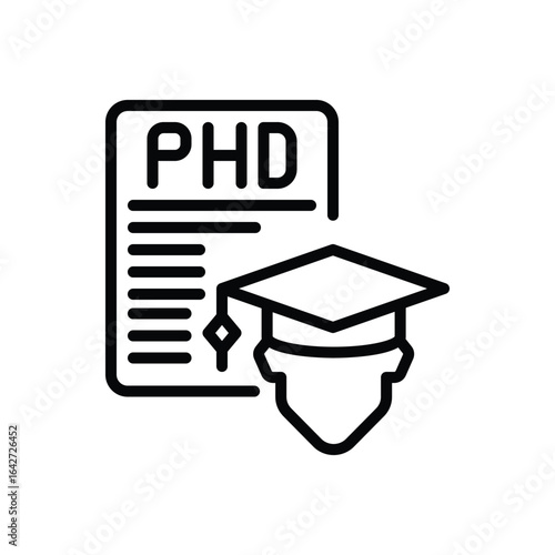 Black line icon for phd