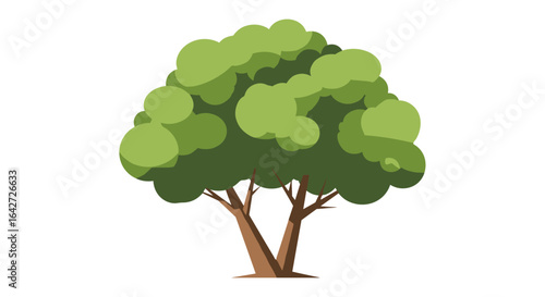 A healthy green tree with a full canopy and sturdy trunk standing tall in nature