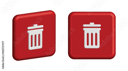 3D Trash Can Icon Set