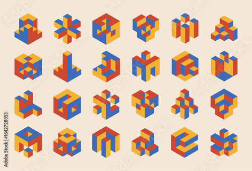 Set of minimal 3D geometric design elements