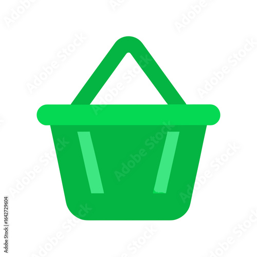 Green shopping basket icon with white content on a black background
