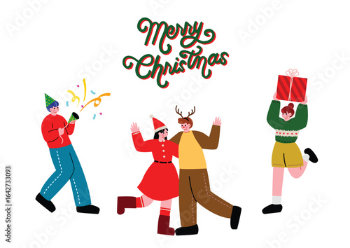 クリスマスパーティーを楽しむ男女