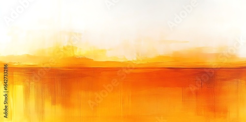 Abstract Orange Yellow Watercolor Landscape Painting with Bright Colors and Soft Blends