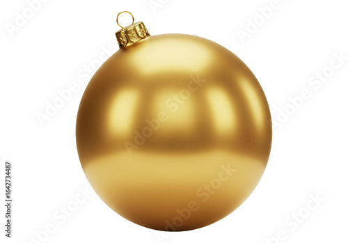 黄金色のクリスマスボールオーナメント透明背景に金色のキャップとハンガー付き