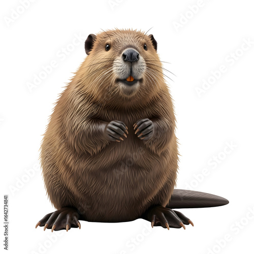 Adorable beaver posing with curious expression, perfect for nature or children's content