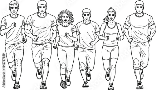 Group running illustration for fitness and healthy lifestyle