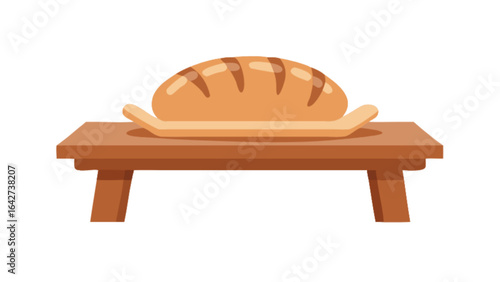 Fresh baked bread loaf on wooden table illustration food bakery breakfast delicious homemade rustic sourdough  100