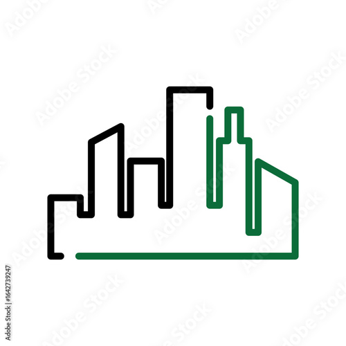 Modern Cityscape Buildings Outline Icon for Urban Development and Architecture