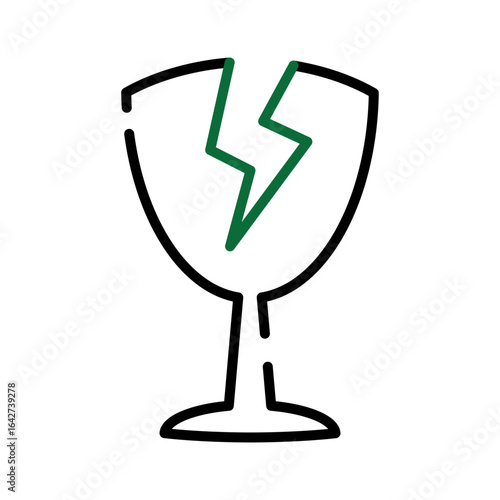 Broken Glass Outline Icon Representing Fragile Warning Symbol 