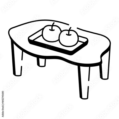A hand drawn style icon showing coffee table
