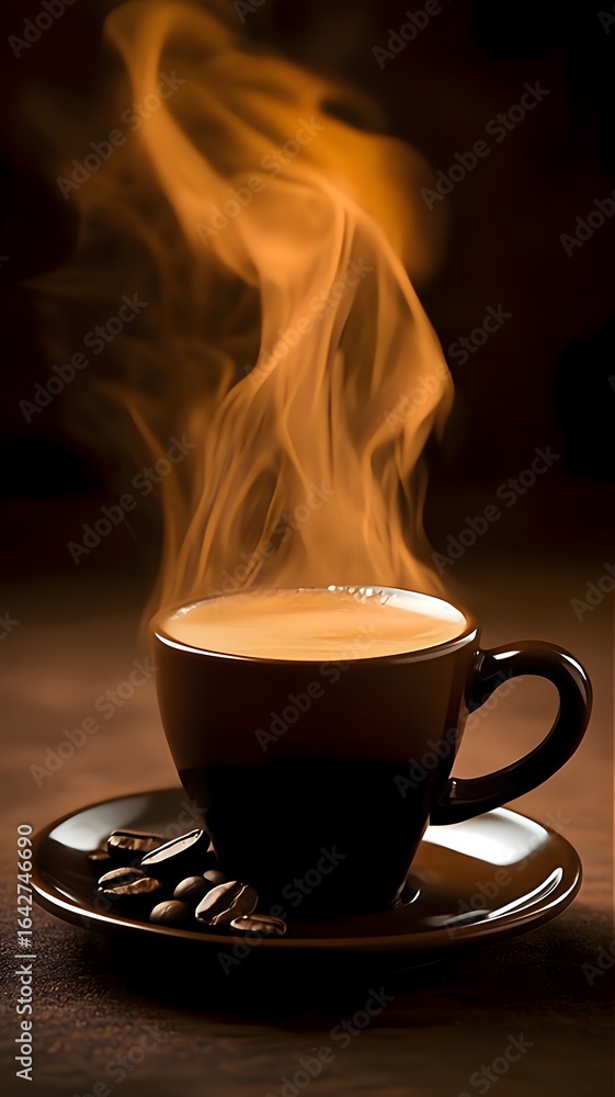 Fototapeta premium cup of coffee with smoke