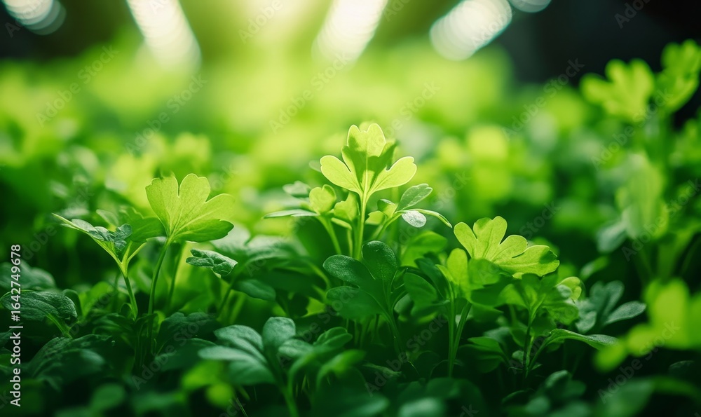 Obraz premium Innovative vertical farm with LED grow lights, showcasing the revolution in sustainable agriculture and urban farming. This concept uses advanced hydroponics and automated systems, Generative AI