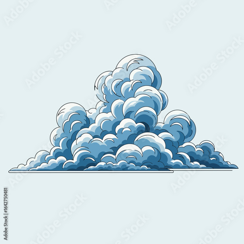 Stylized blue cumulus cloud illustration representing atmospheric weather and imagination