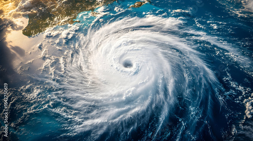 Hurricane Erin satellite visualization. Aerial view of a powerful hurricane over the ocean