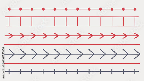 Red and blue line dividers with patterns lines