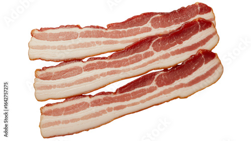 Savor the deliciousness of perfectly sliced raw bacon strips, ready for your next culinary creation.