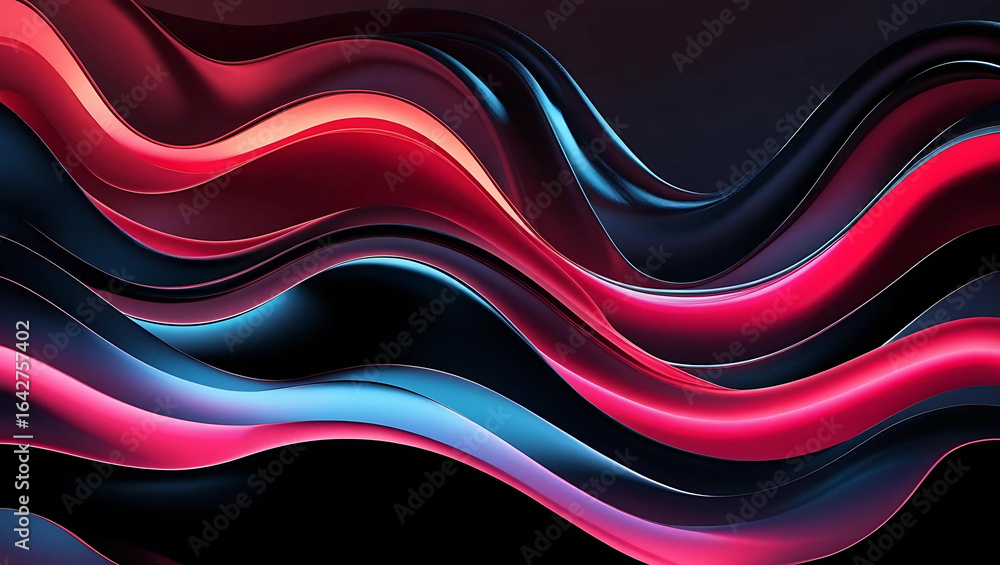 Obraz premium Vibrant Neon Liquid Marble Flow in dark red colours – Abstract 3D Futuristic Background Illustration