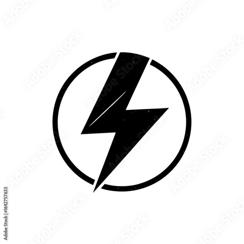 blue lightning bolt symbol encased in golden circle on transparent background