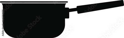A black saucepan, a kitchen cookware for cooking and food preparation, essential for chef, a stainless steel utensil with handle
