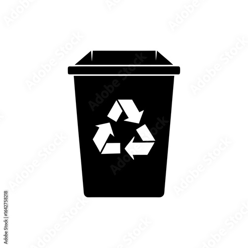 green recycling bin with white recycle symbol on transparent background