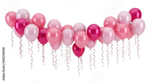 Pink balloons arch on white background