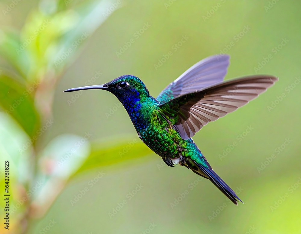 Obraz premium Colorful hummingbird in flight