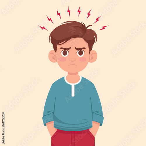 Young Boy Disturbed Illustration, dusturbed emotion, emotion