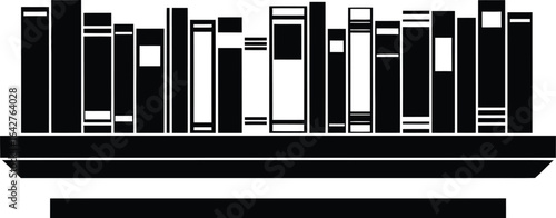 Bookshelf with books, a collection of literature for education, knowledge, and reading, featuring a variety of genres and subjects