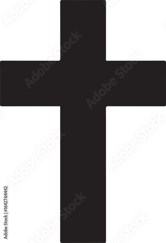 Latin Cross Icon black silhouette. Ancient Christian sign. Vector illustration.