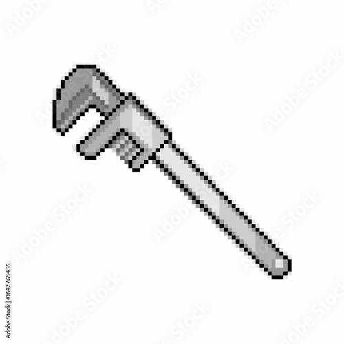 Pixel art of adjustable wrench. Pixelated repair and tools icon vector. Spanner symbol, Mechanic spanner sign. Professional mechanical maintain tool logo.