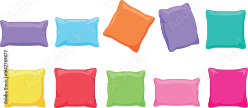Colorful pillows set vector illustration home decoration