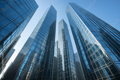 Wallpaper Mural Modern glass skyscrapers reaching towards the sky Torontodigital.ca