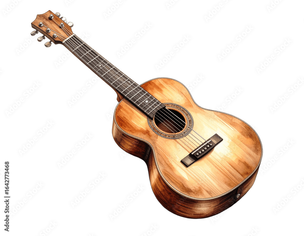 Fototapeta premium Colored Pencil Drawing of a Guitar without background