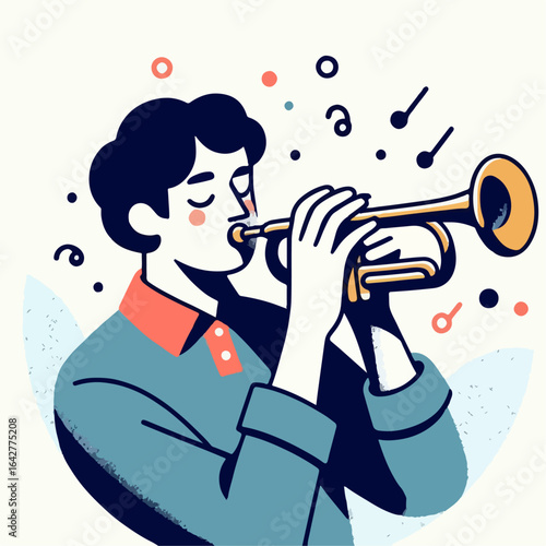 illustration of a man playing the trumpet 