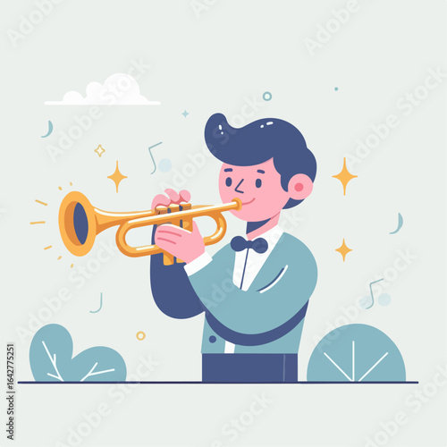 illustration of a man playing the trumpet 