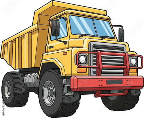 Bright Yellow Cartoon Dump Truck Vector